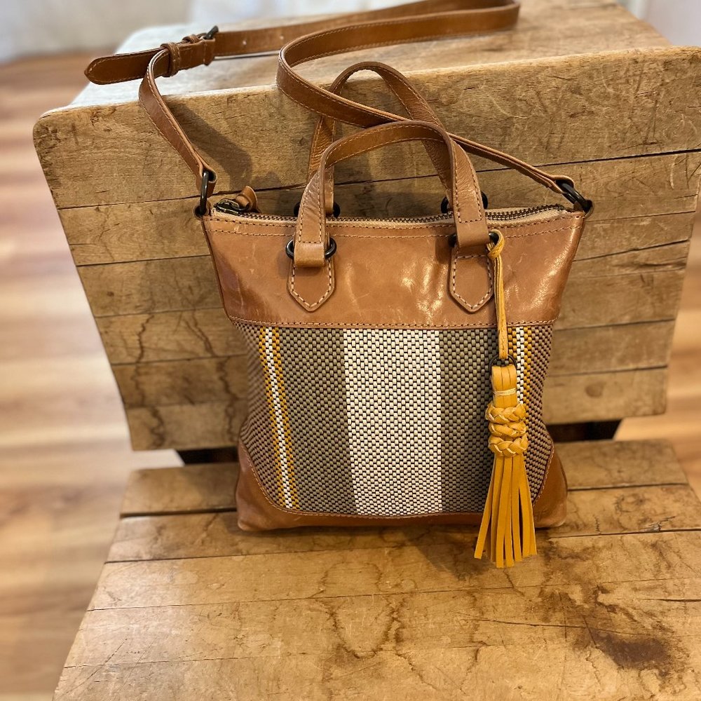 Frye Woman's Melissa Leather Striped Bohemian Tassel Crossbody Bag